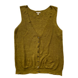 Eileen Fisher Button Front Linen Sweater Vest Size Large